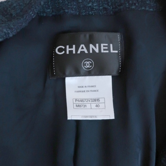 Chanel Tweed Jacket Navy Cotton-Blend - Picture 6 of 8